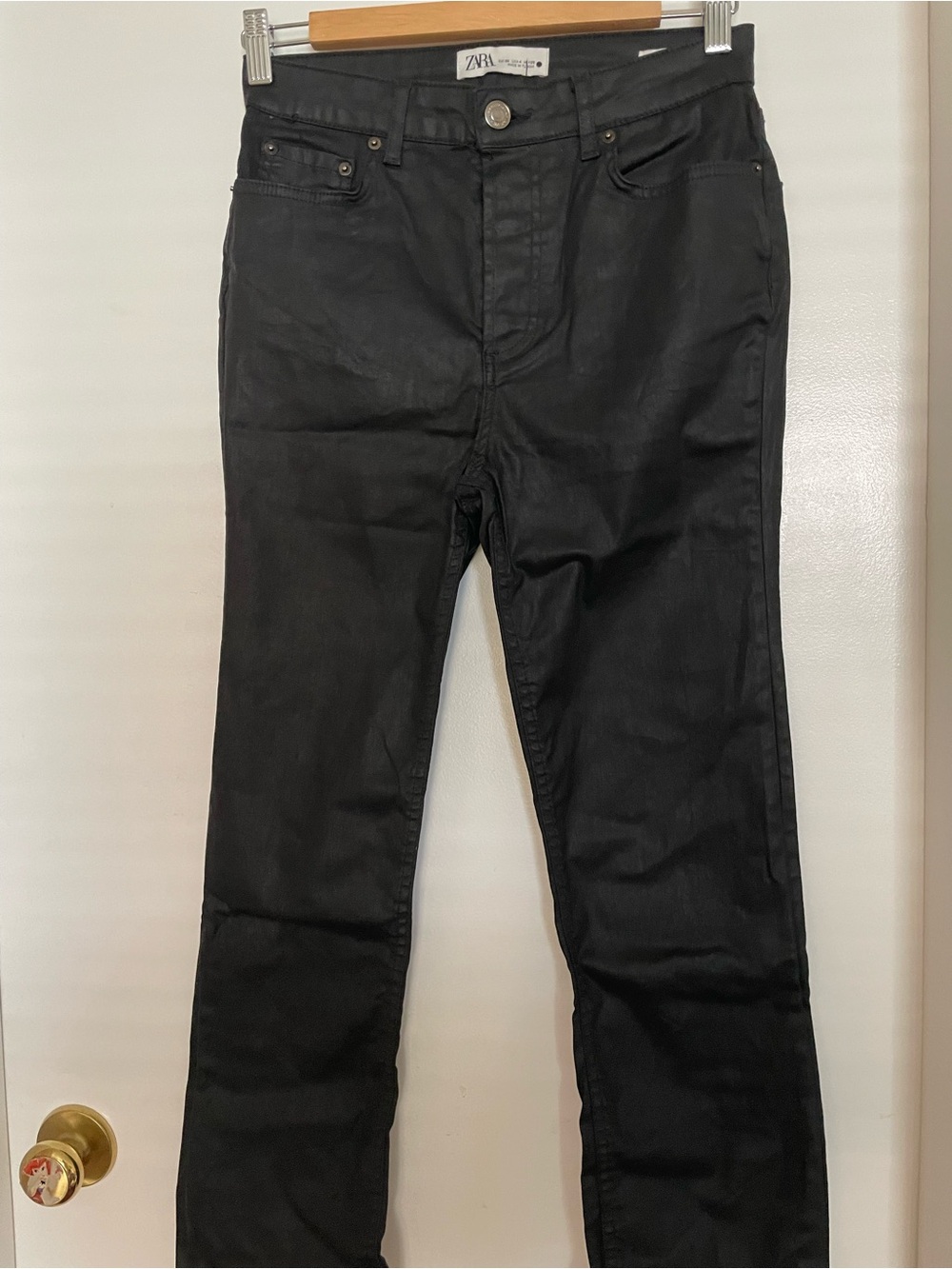 Zara Black Coated Jeans